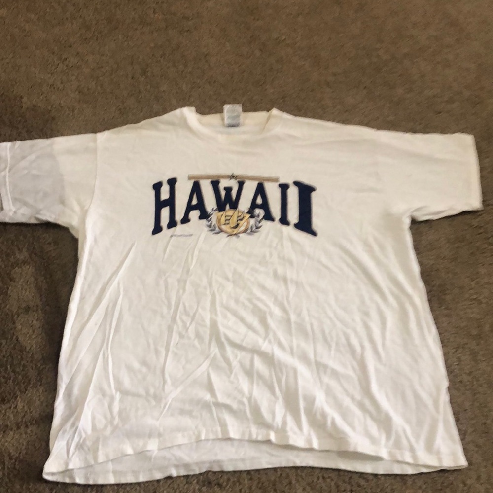 Pure white Hawaiian T-shirt, short sleeve, extra large